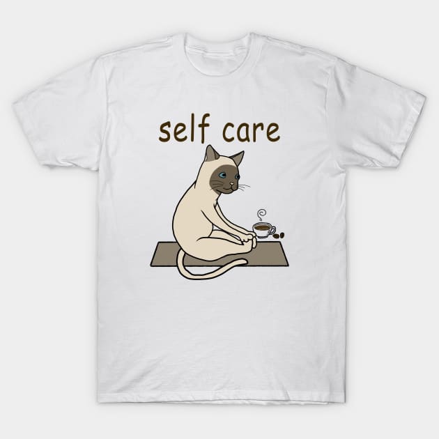 Funny Siamese Cat Self Care yoga T-Shirt by MasutaroOracle